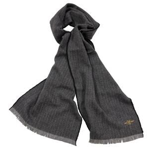 15-97(5) HICKEY FREEMAN NWT 100% Merino Wool Fringe Scarf Gray 36"L